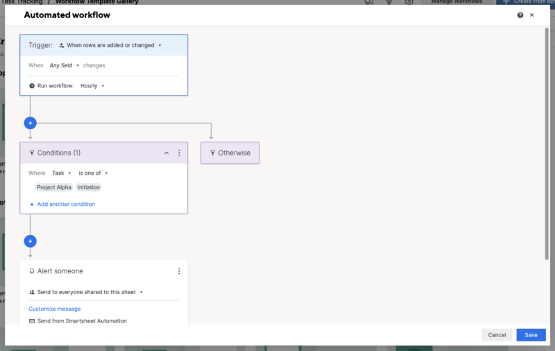 smartsheet custom automated workflow