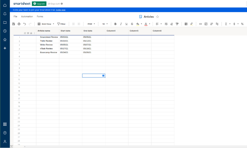 smartsheet grid view