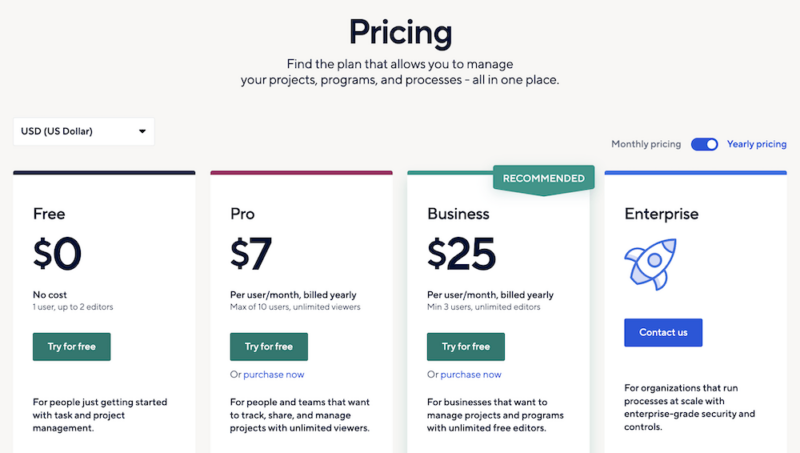 smartsheet pricing