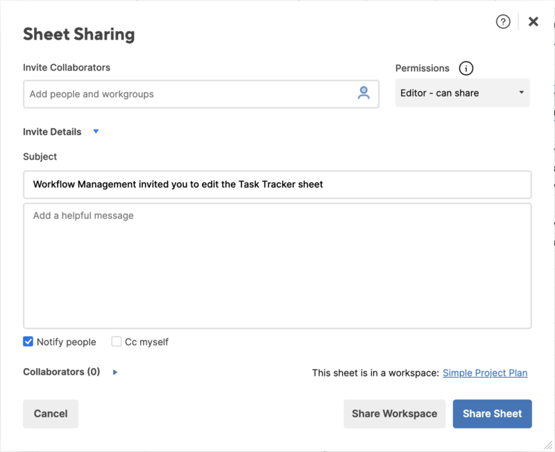 smartsheet sharing