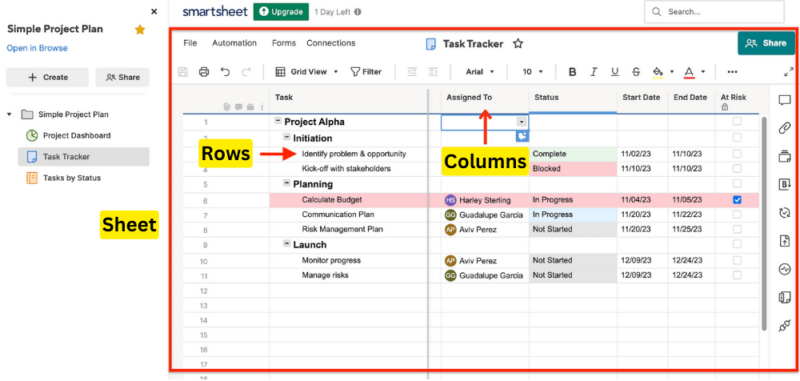 smartsheet work mamangement features