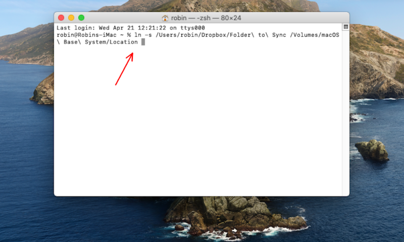 sync outside dropbox mac run command