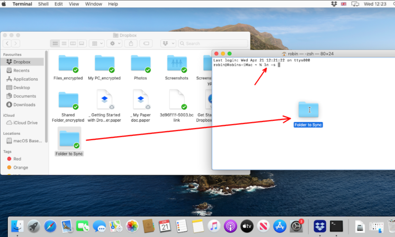 sync outside dropbox mac terminal