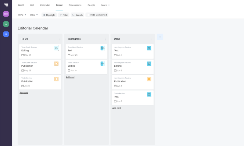 teamgantt kanban view