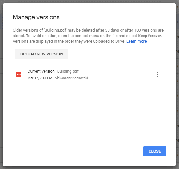 google drive versioning