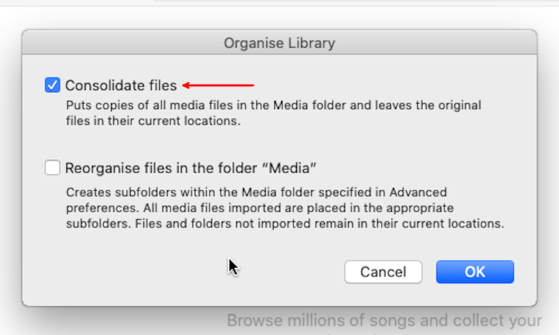 back up your itunes consolidate all files
