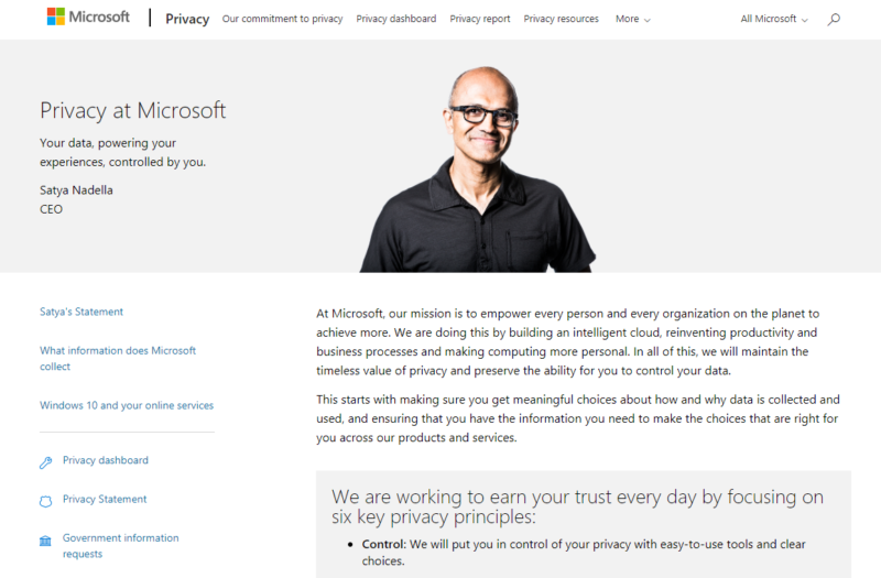 microsoft privacy policy