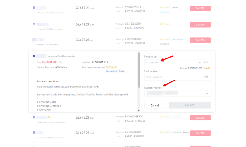 sell bitcoin peer to peer sale settings