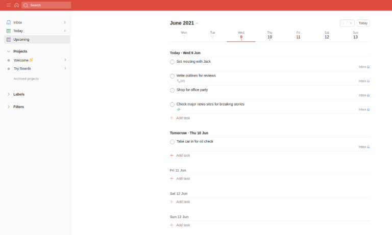 gtd weekly review todoist