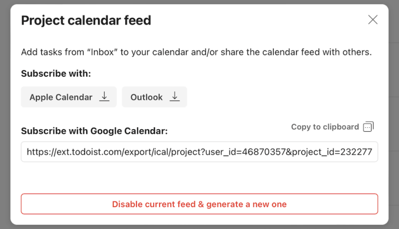 todoist calendar tool