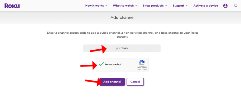 how to watch porn on roku channel code