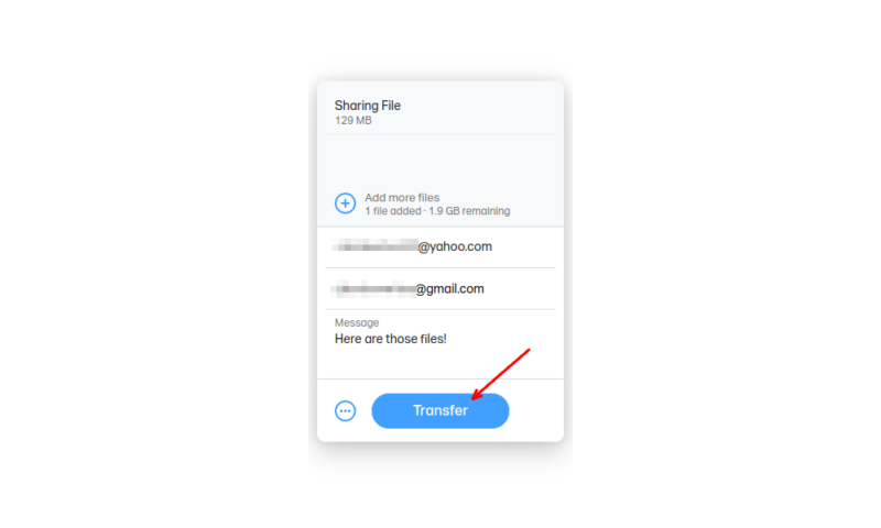 file sharing online with an app transfer