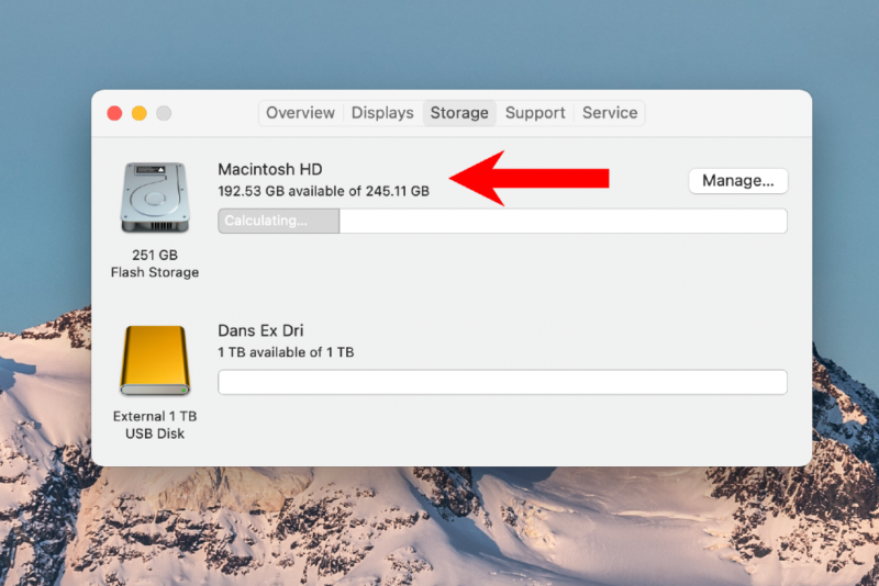 storage space on macos