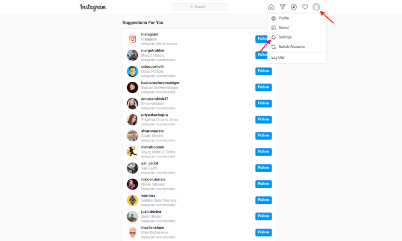 backup social media instagram settings page