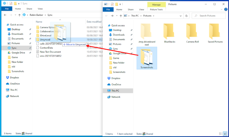 clear space with sync copy the files