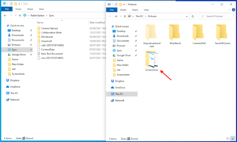 clear space with sync create a folder