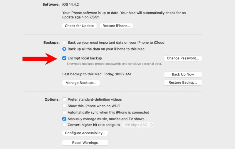 encrypt data on itunes