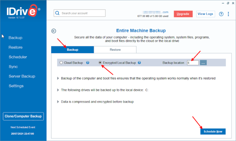 external drive backup computer to a local drive