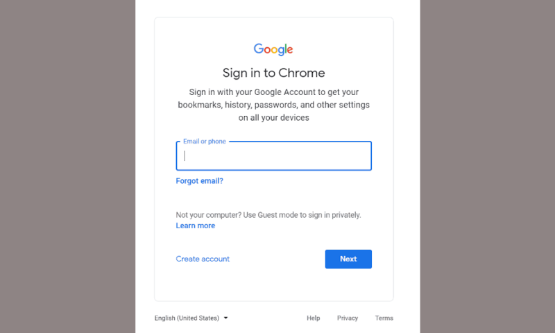 google chrome login