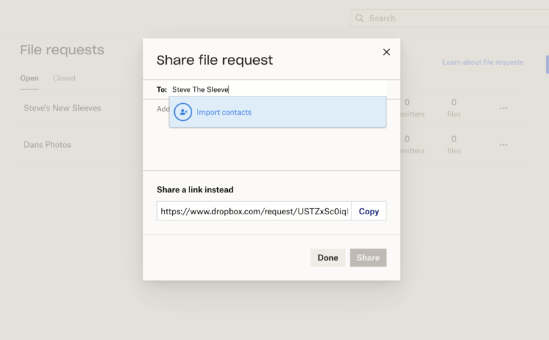 Add users to file request folders