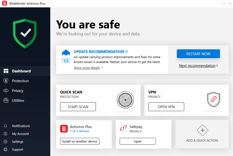 bitdefender dashboard