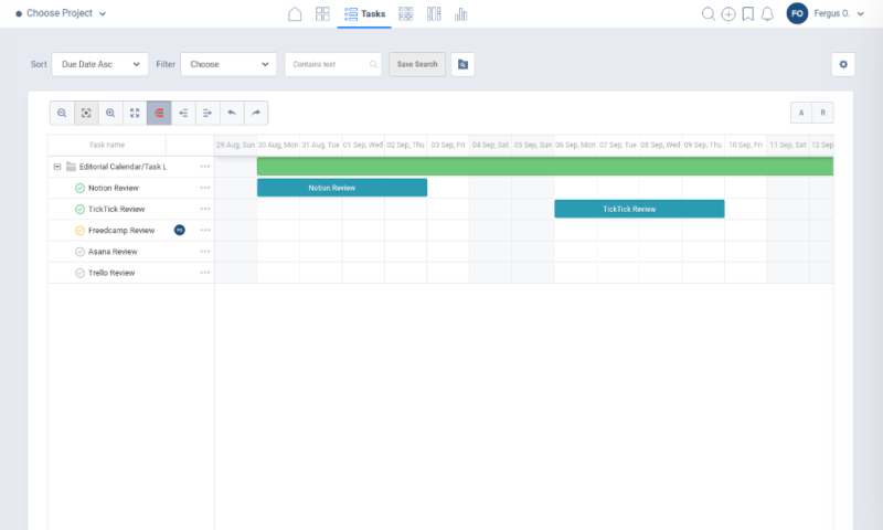 freedcamp gantt chart