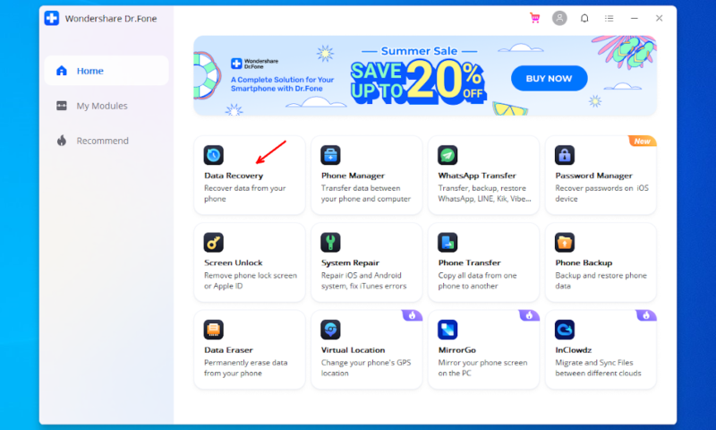 phone data recovery dr fone data recovery module
