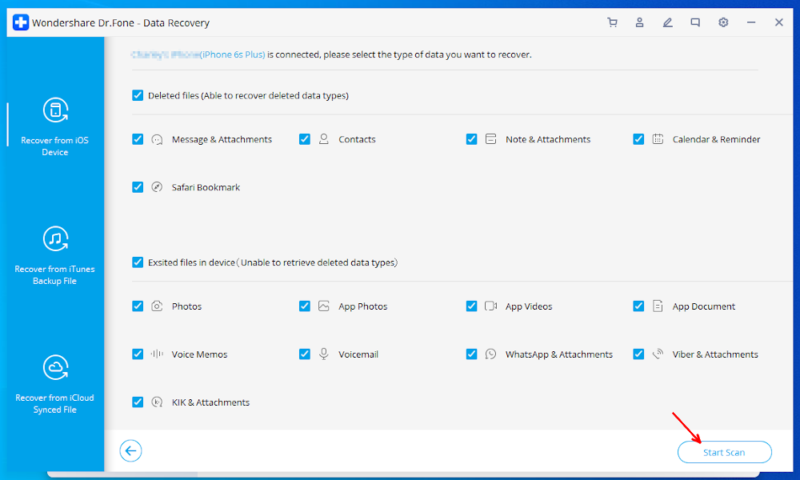 phone data recovery dr fone start the recovery