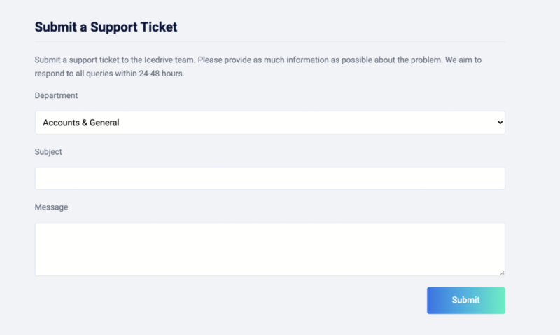 icedrive support ticket