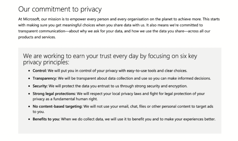 onedrive privacy policy