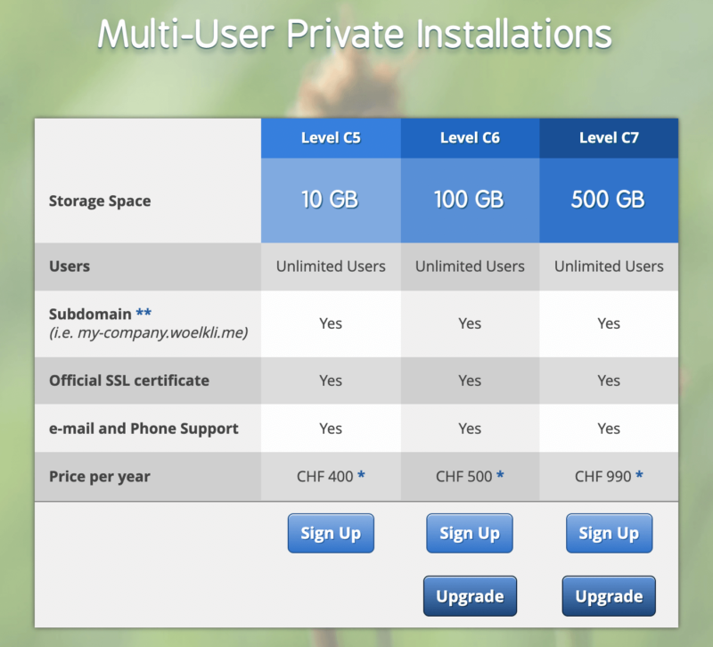 woelkli pricing multiple users