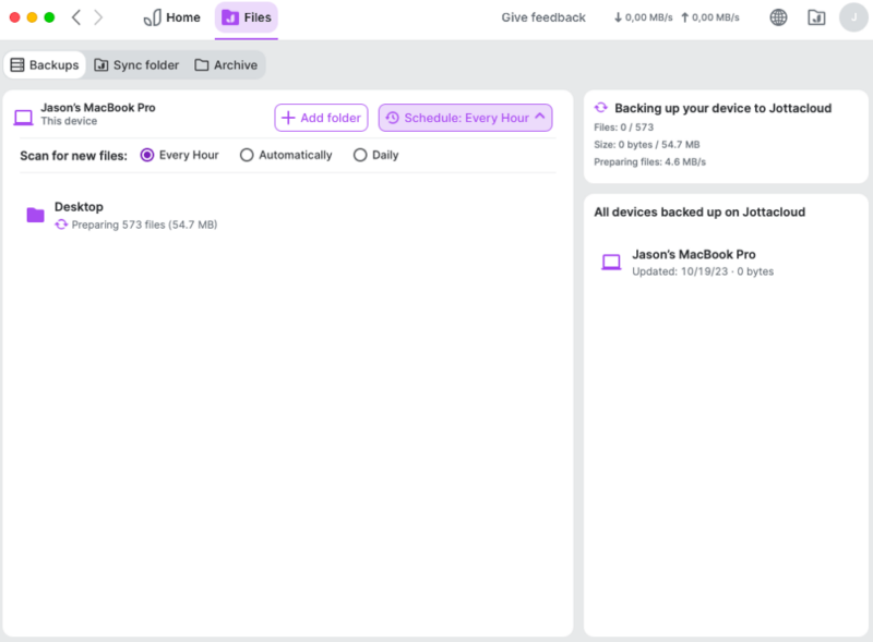 jottacloud backup schedule