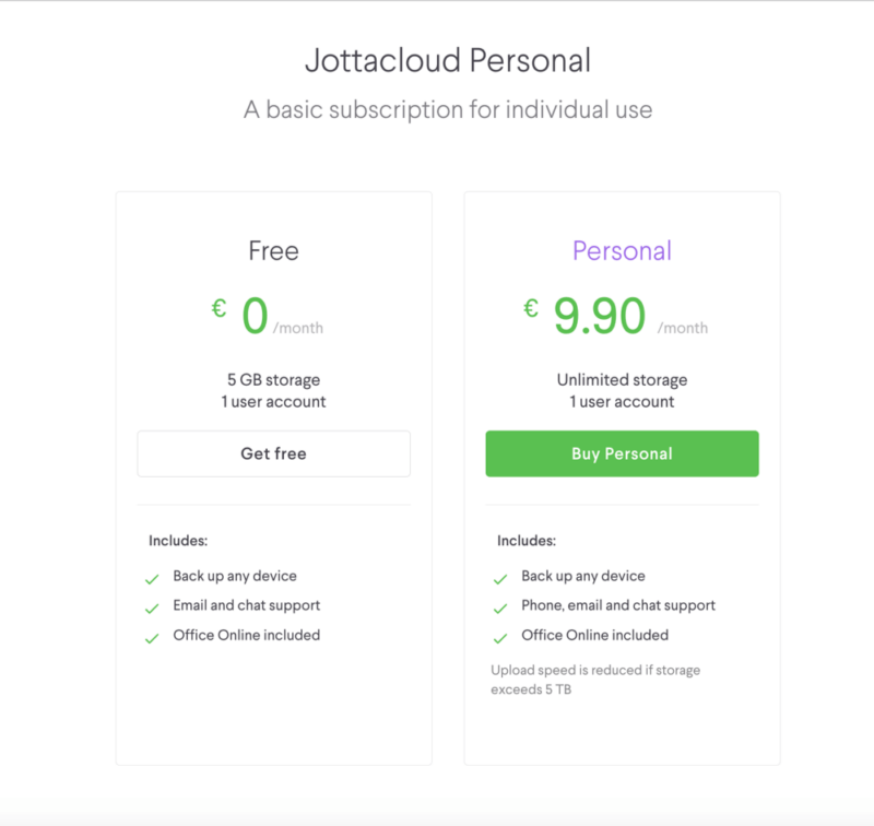 jottacloud pricing