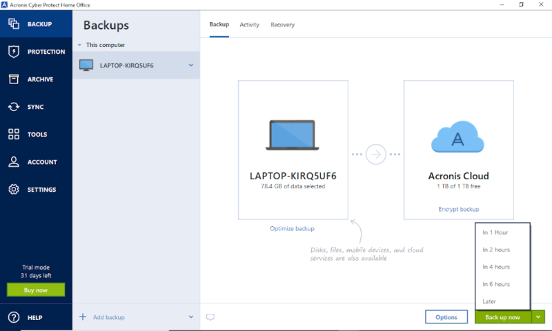 acronis review create a backup