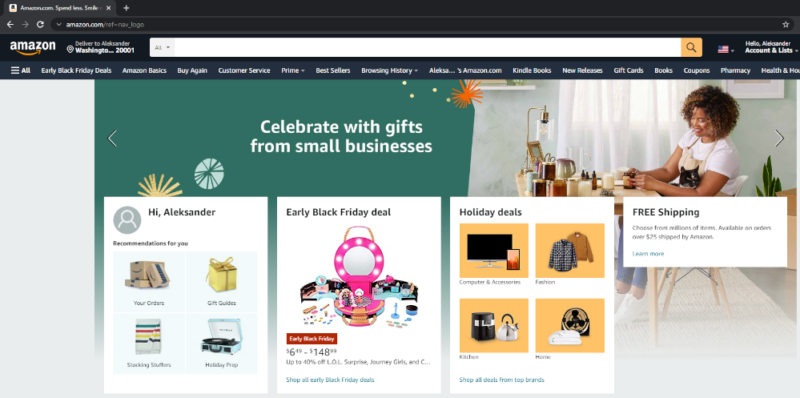 amazon homepage