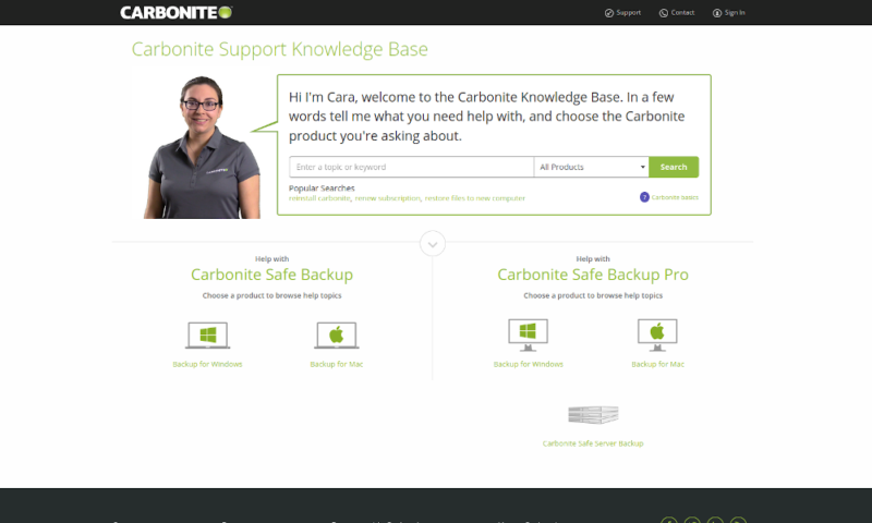 carbonite review knowledgebase