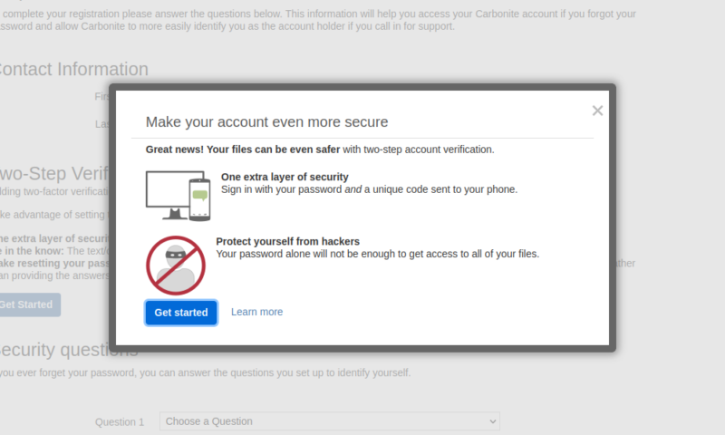 carbonite review two factor authentication