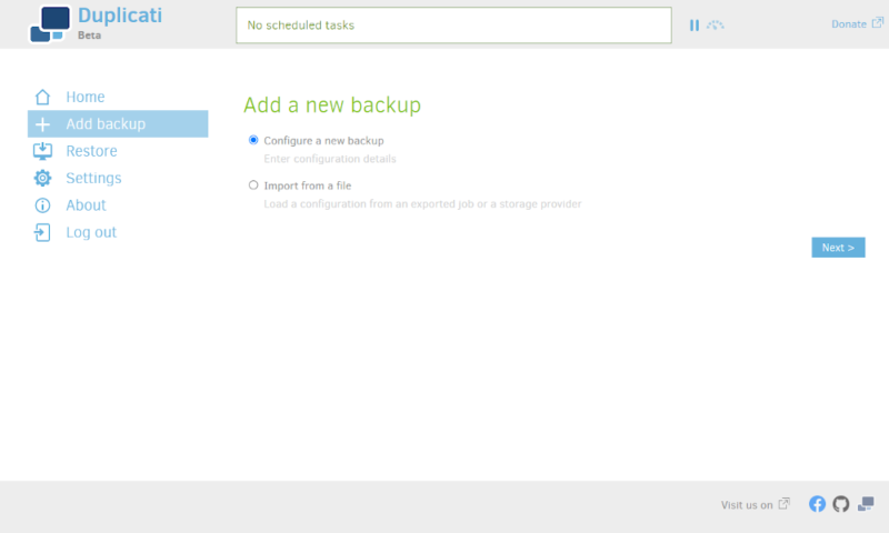 duplicati review add backup