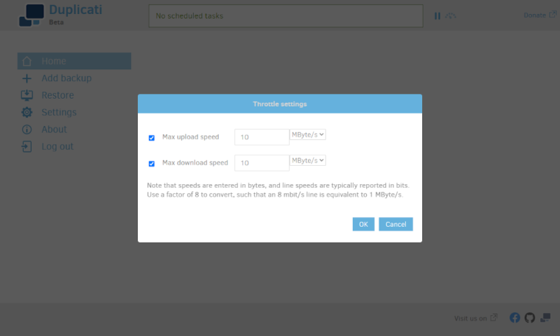 duplicati review bandwidth throttle