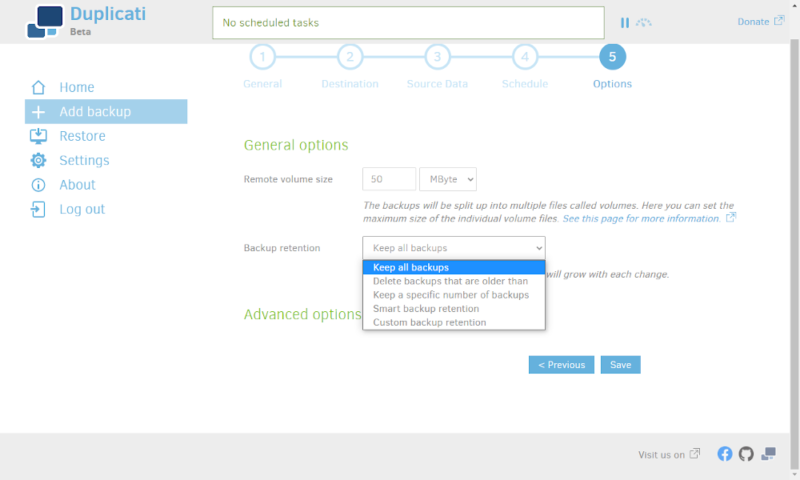 duplicati review file versioning