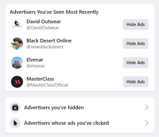 hide targeted ads