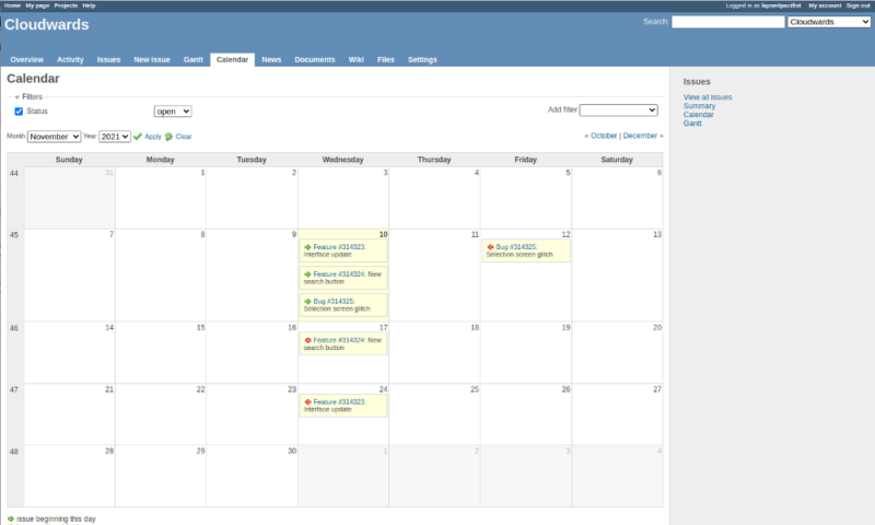 redmine calendar