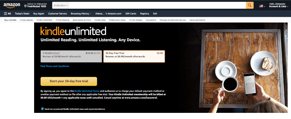 Want to try Kindle Unlimited? Get a 3-month free trial now for