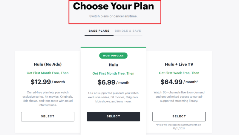 Hulu pricing