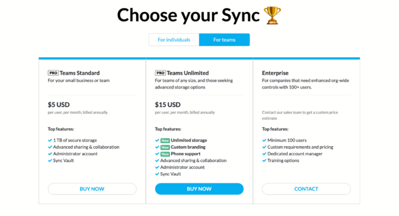 Sign up for sync.com