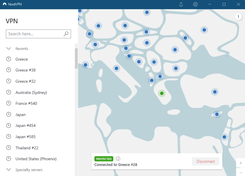 nordvpn greece server