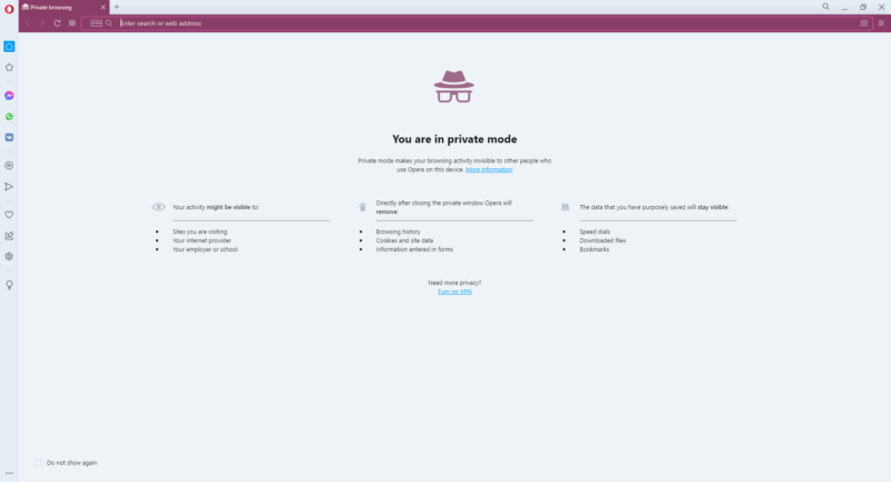 opera private mode