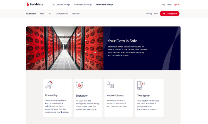 spideroak vs backblaze data center security