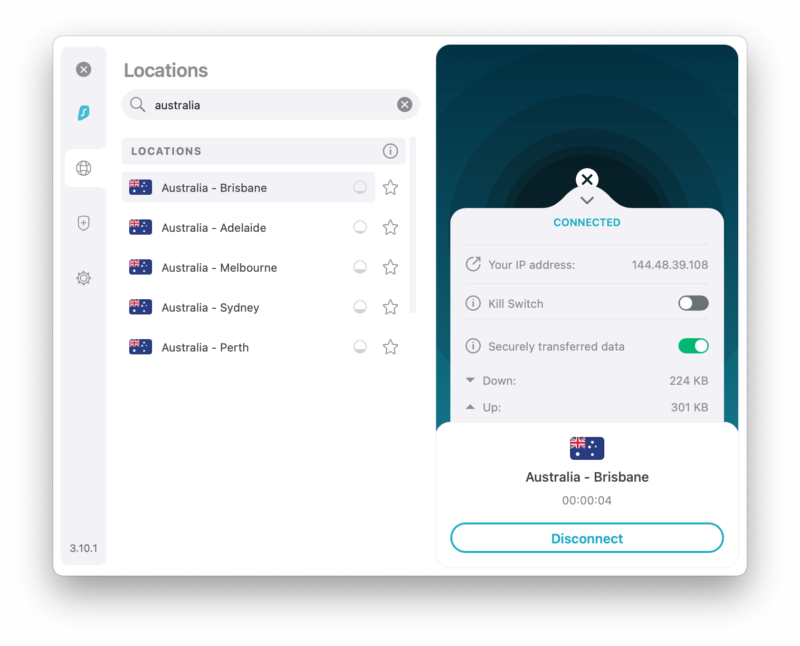 surfshark australian server
