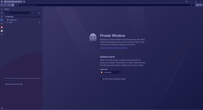 vivaldi private window